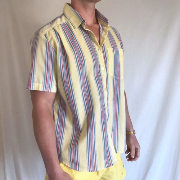 Vintage Other - Vintage Striped Preppy Short Sleeve Button Down L